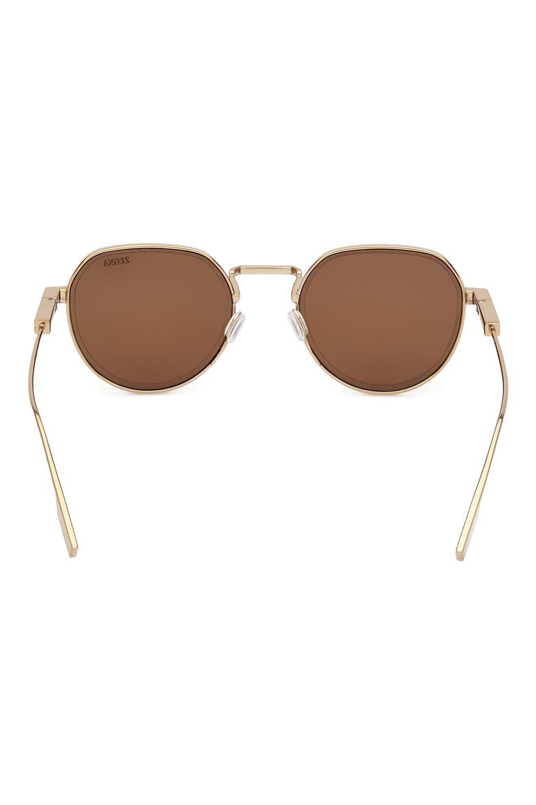 52mm Round Polarized Sunglasses, Alternate, color, SHINY LIGHT BRONZE / ROVIEX