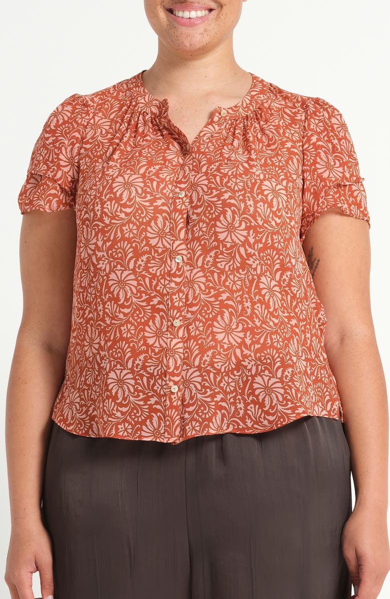 Estelle Bellavie Puff Sleeve Shirt, Main, color, Rosewood