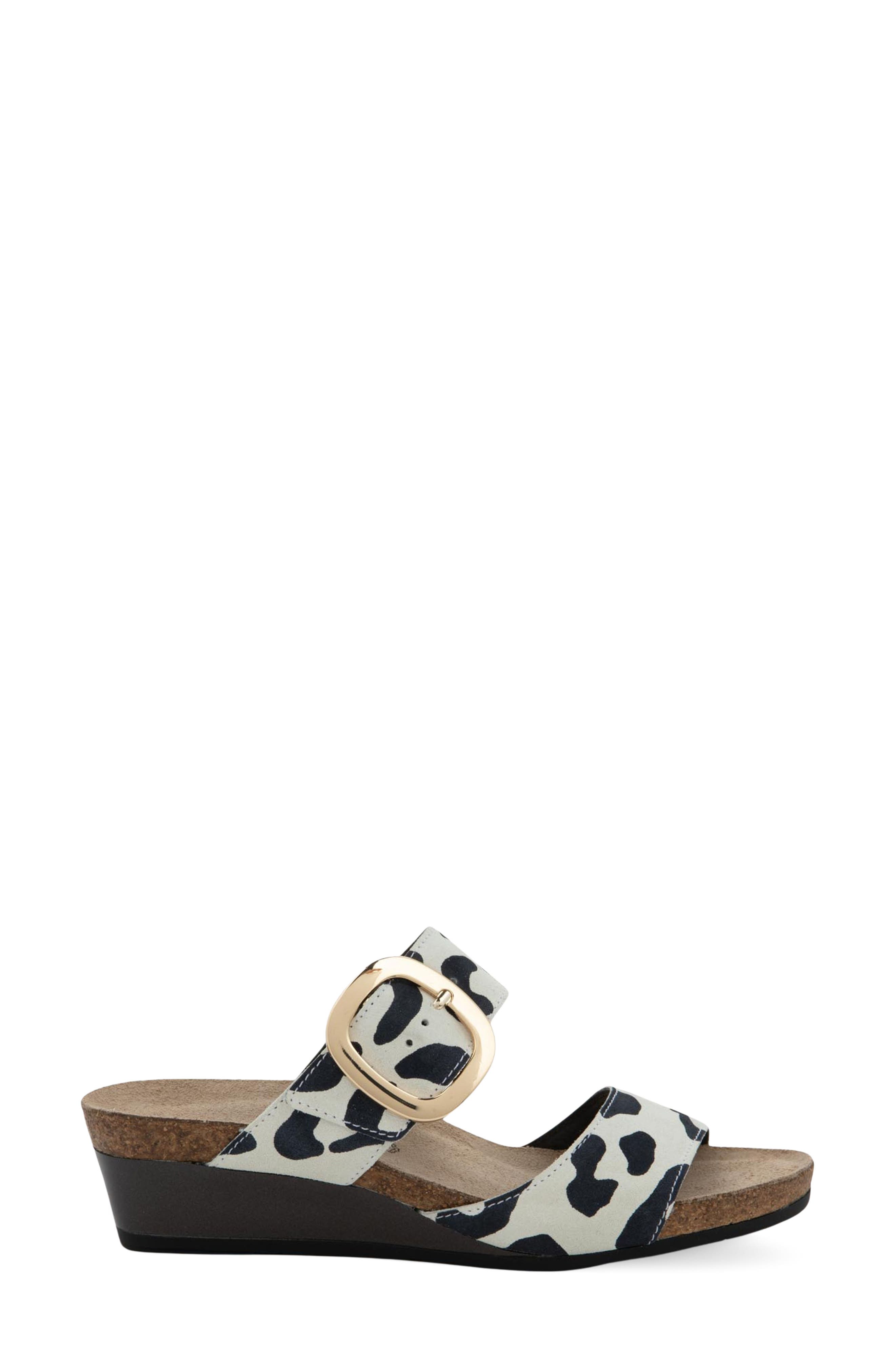 Magic Wedge Sandal, Alternate, color, WHITE LEOPARD SUEDE