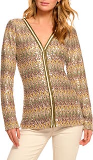 Ramy Brook Kiki Sequin Ikat Sweater