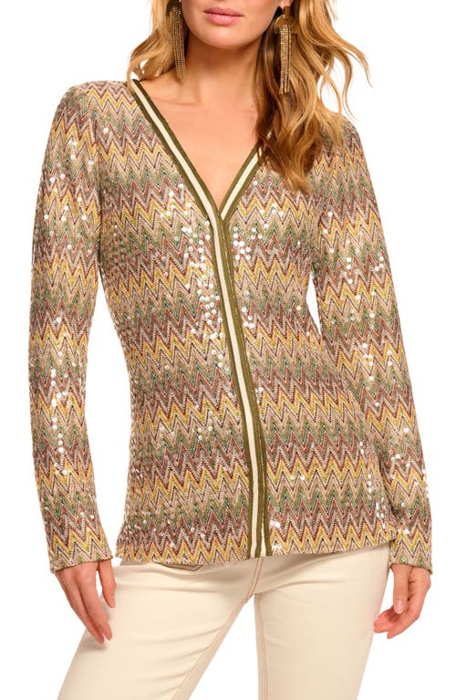 Ramy Brook Kiki Sequined Chevron Cardigan In Multi