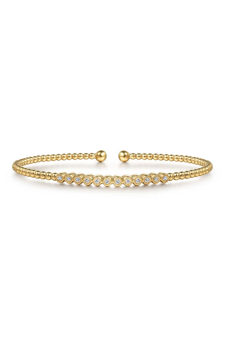 Bujukan Diamond Bezel Beaded Cuff Bracelet, Main, color, GOLD