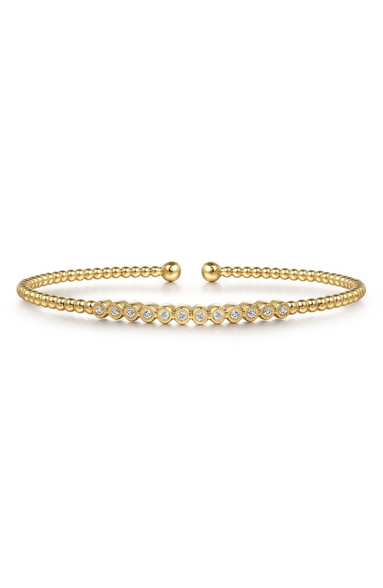 Gabriel & Co. Bujukan Diamond Bezel Beaded Cuff Bracelet, Main, color, Gold