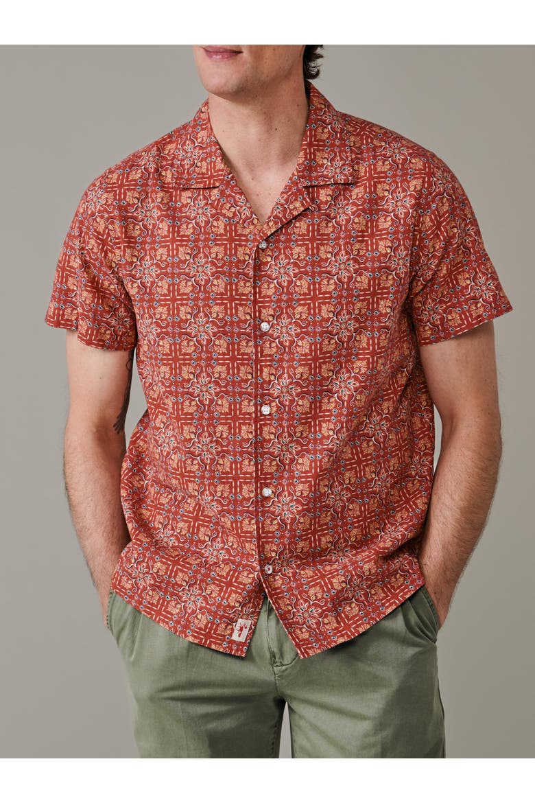 Abbey Cuban Collar Short Sleeved Shirt, Alternate, color, Tile Print