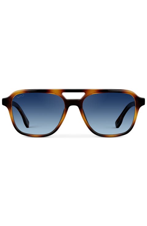 Dean - 54mm Double Bridge Aviator Polarized Sunglasses