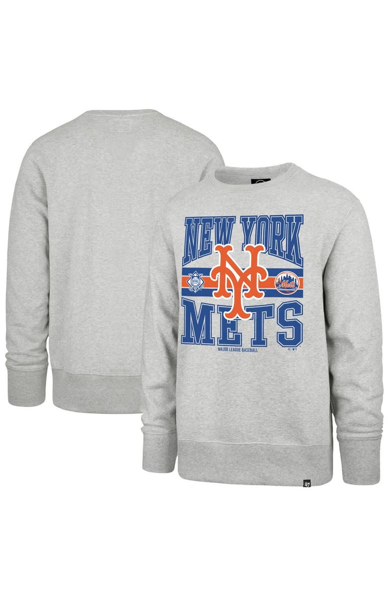 '47 Men's '47 Gray New York Mets Letters Headline Pullover Sweatshirt, Main, color, Gray