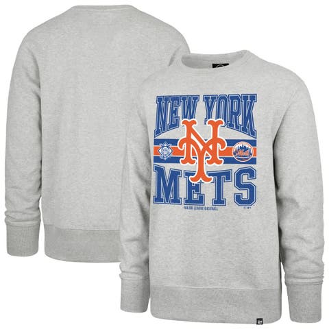 Men's '47  Gray New York Mets Letters Headline Pullover Sweatshirt