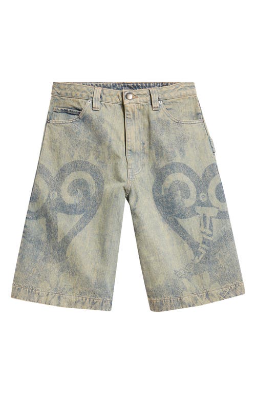 Paolina Russo Fade Print Denim Bermuda Shorts In Sand