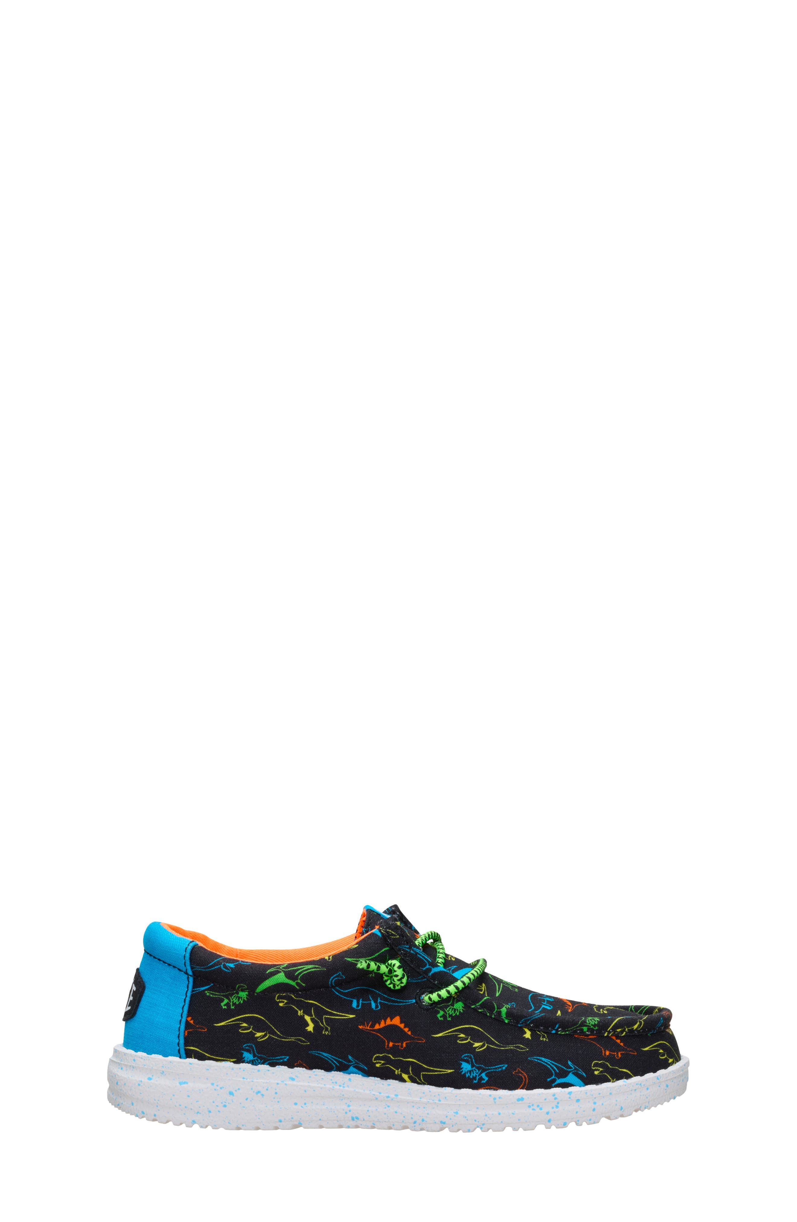 Hey Dude Kids' Wally Dinoworld Slip-On, Alternate, color, Black/ Neon Multi