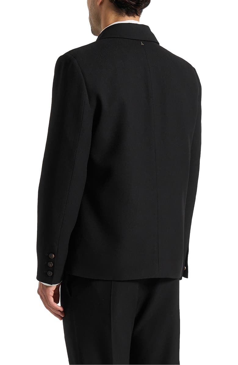 Manière De Voir Alec Double Breasted Suit Jacket With Contrast Lapel, Alternate, color, Black