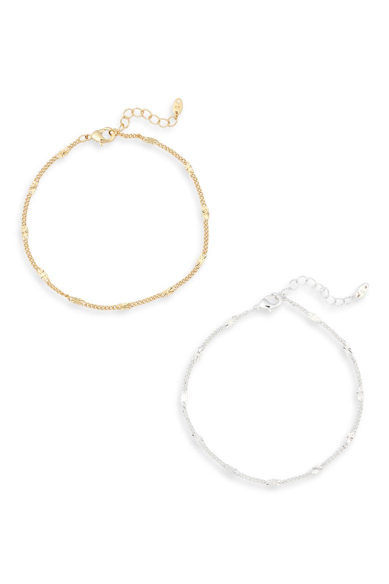 2-Pack Layering Bracelets, Alternate, color, GOLD/ SIL
