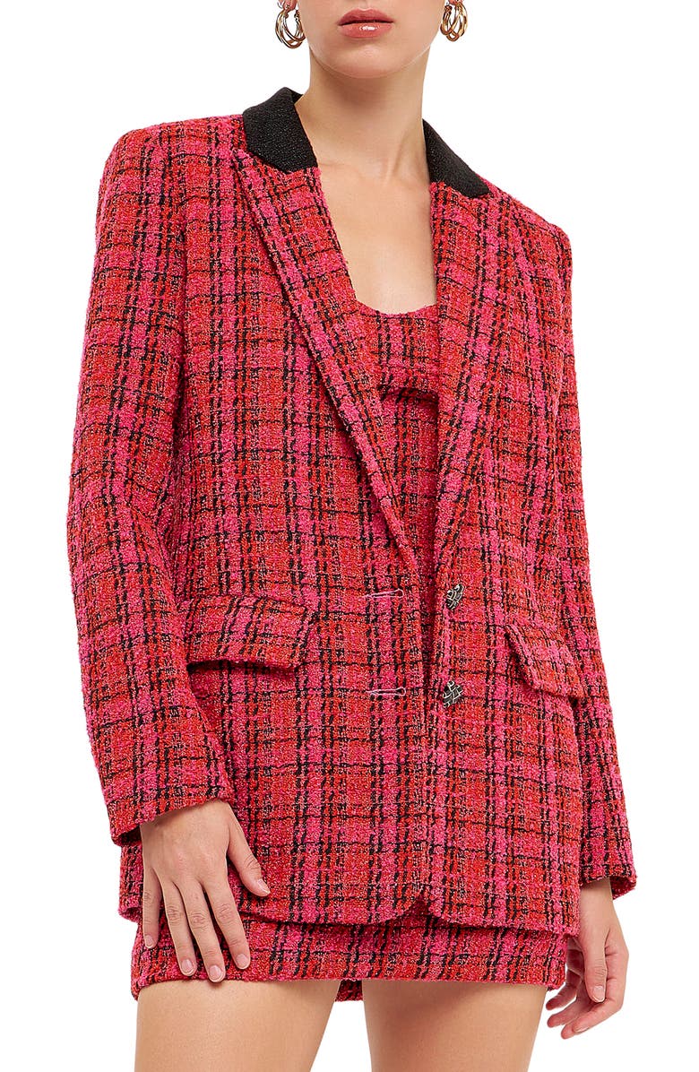 Endless Rose Accent Bouclé Blazer, Main, color,