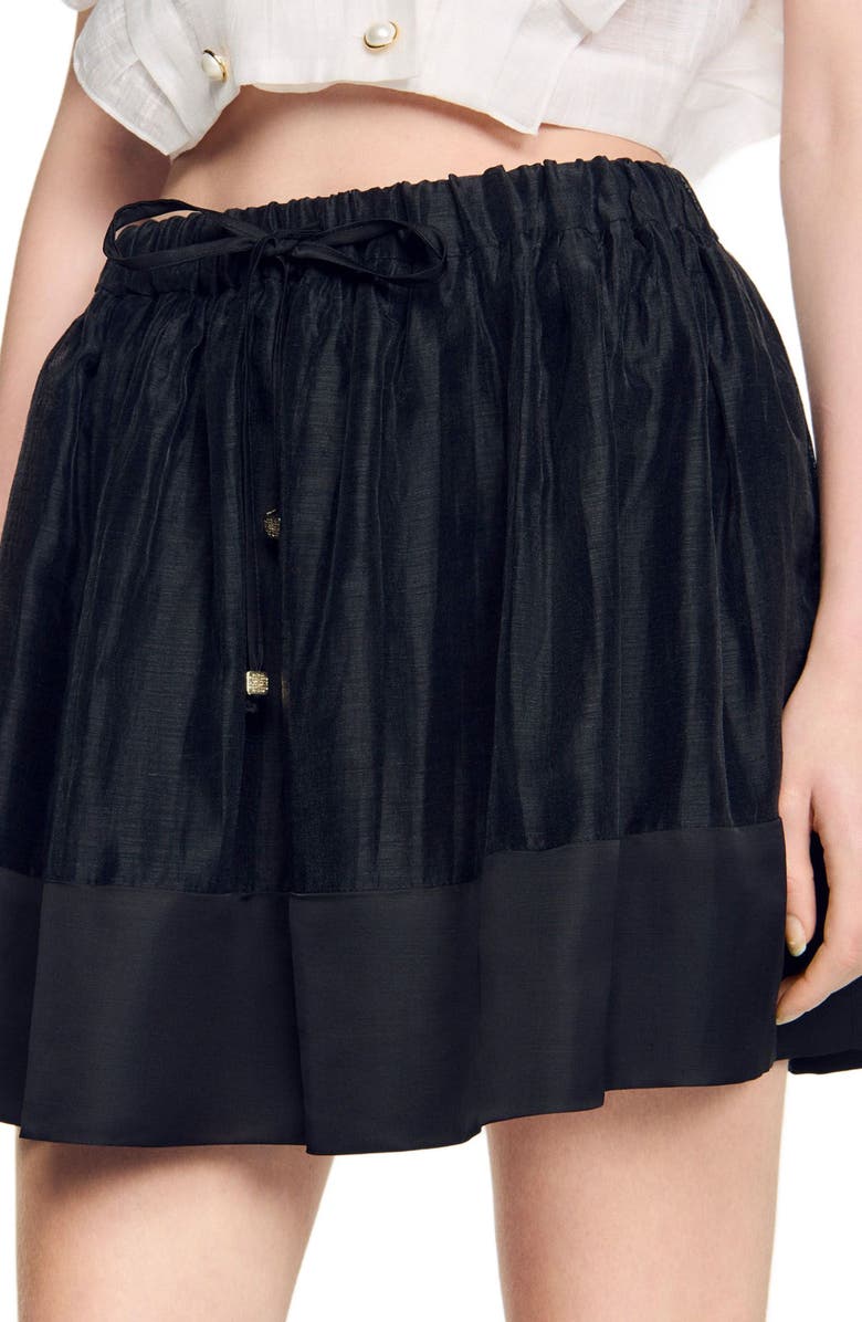 SANDRO Short dual-material skirt, Alternate, color, 