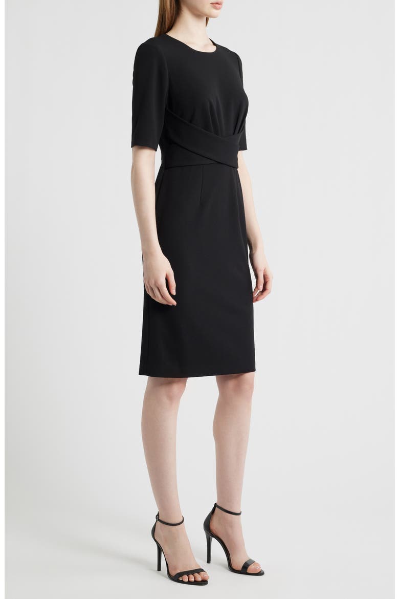 Wrap Overlay Sheath Dress, Alternate, color, ANNE BLACK