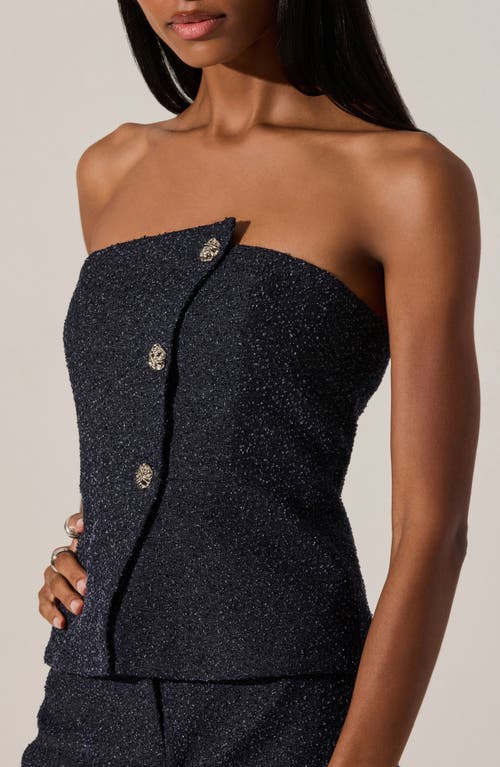 Astr The Label Moina Metallic Strapless Top In Blue