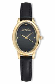 Ettika Oval Leather Strap Watch