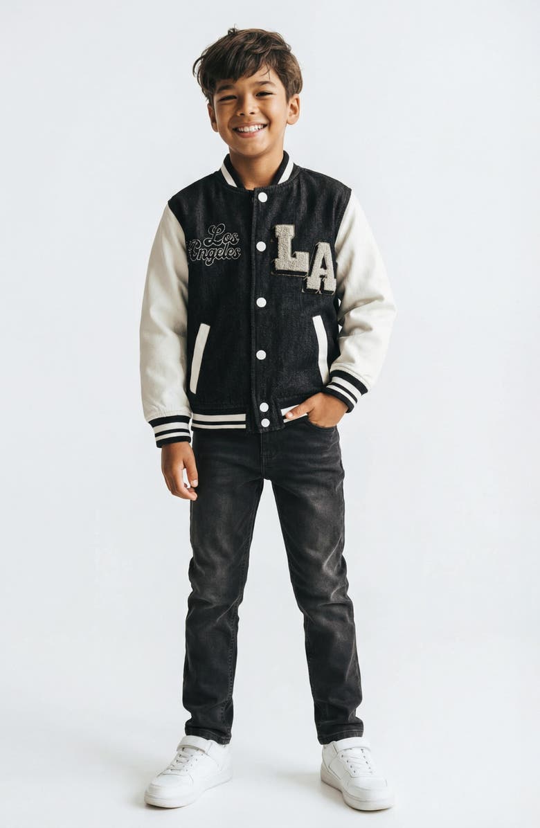 Joe's Jeans Kids' Los Angeles Varsity Jacket, Main, color, Black