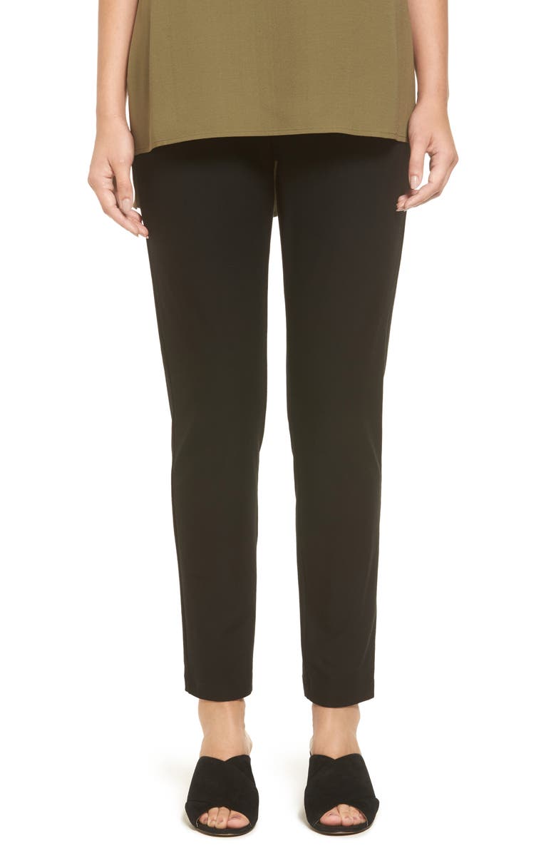 Eileen Fisher Stretch Crepe Slim Ankle Pants, Main, color,
