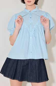 FREEMARKET Puff Sleeve Cotton Baby Doll Top