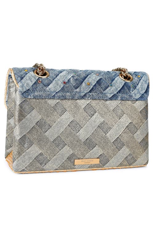 Kurt Geiger London Kensington Heart Denim Convertible Shoulder Bag In Blue
