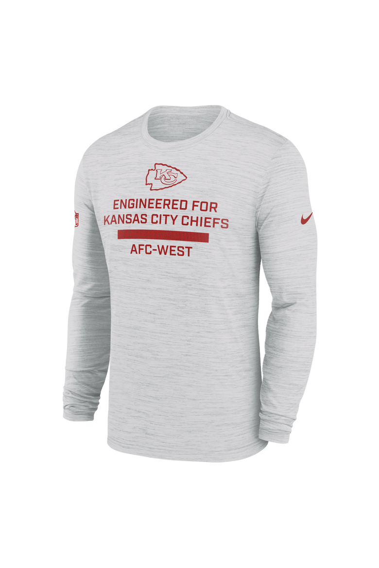 Men's Nike Ash Kansas City Chiefs Sideline Velocity Performance Long Sleeve T-Shirt, Alternate, color, Ash