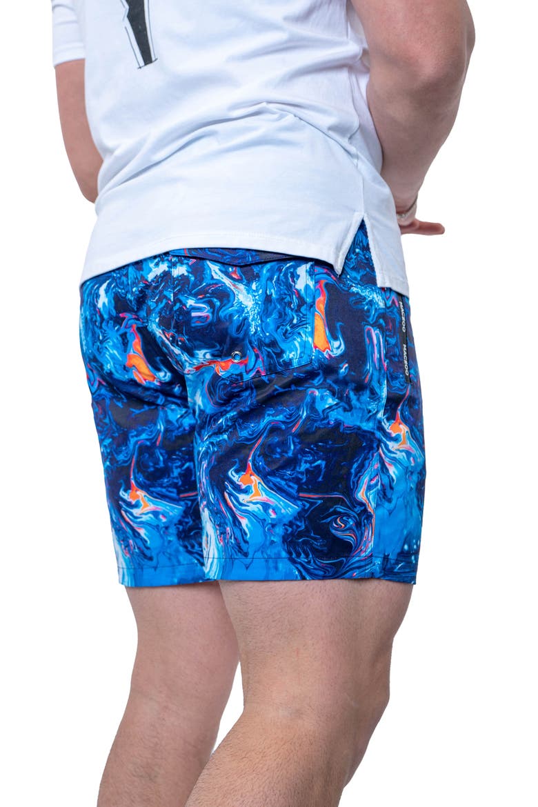 Swim Lion Marble Swim Trunks, Alternate, color, BLUE