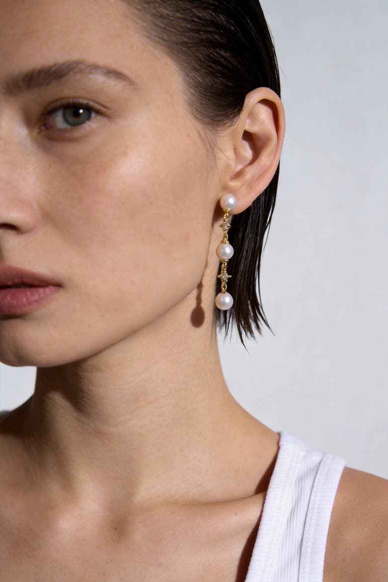 Juliette Pearl Drop Earrings, Alternate, color, Gold