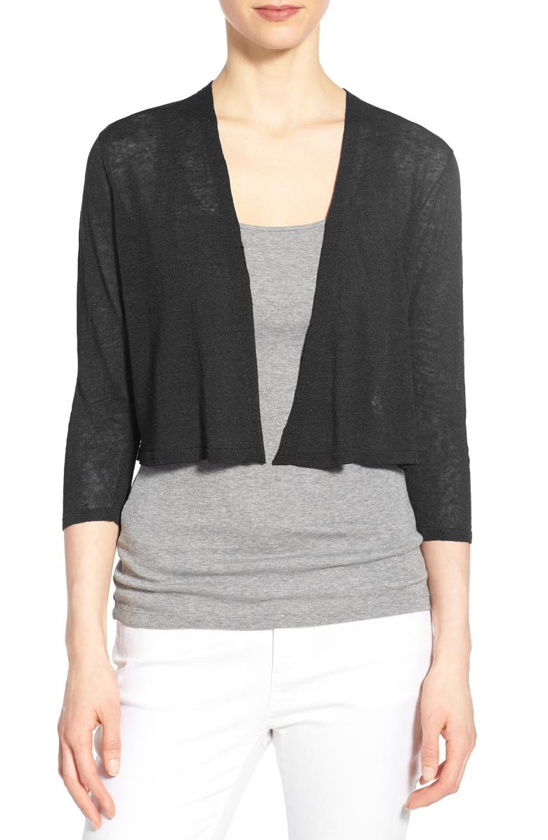 Eileen Fisher Organic Linen Blend Crop Cardigan, Main, color, 