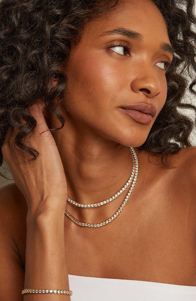 Aurate New York S Estate Lab Grown White Sapphire Tennis Necklace, Alternate, color, Yellow