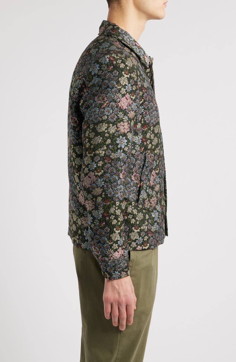 Les Deux Jaiden Floral Jacquard Overshirt, Alternate, color, Rosin/Chive Green