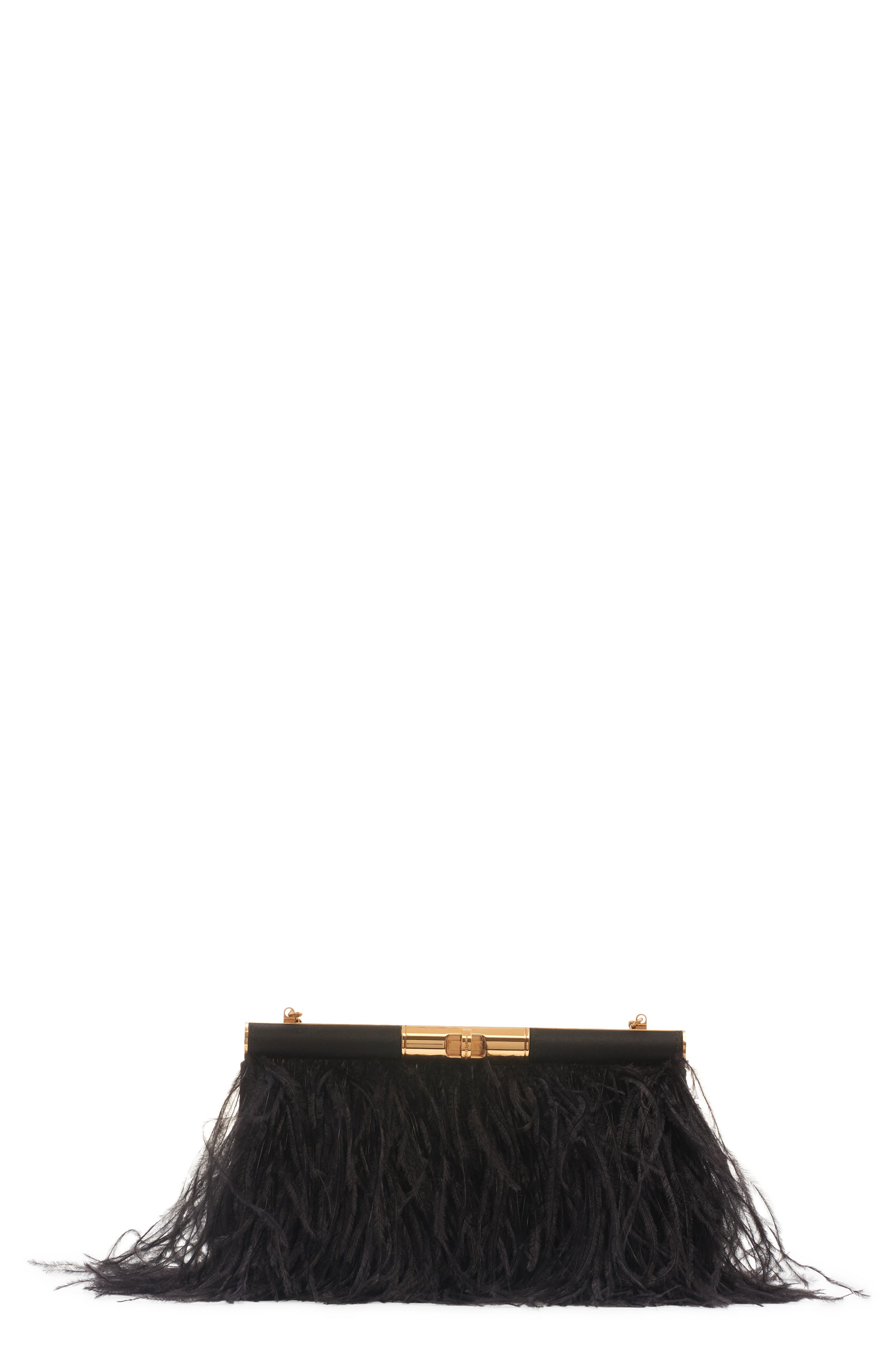 Dolce&Gabbana Marlene Feather Trim Shoulder Bag, Main, color, 8B956 Nero/ Nero