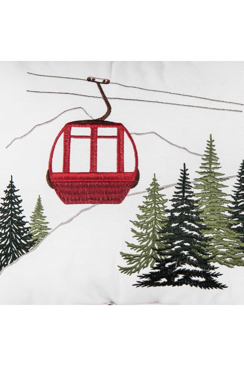Embroidered Ski Gondola Winter Sports Christmas Throw Pillow 12" x 16", Alternate, color, Red