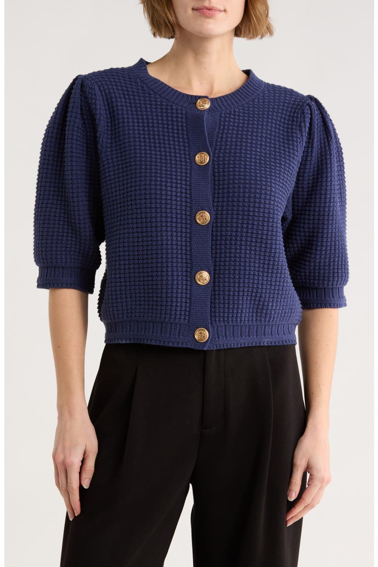 Elbow Length Sleeve Cardigan, Main, color, NAVY