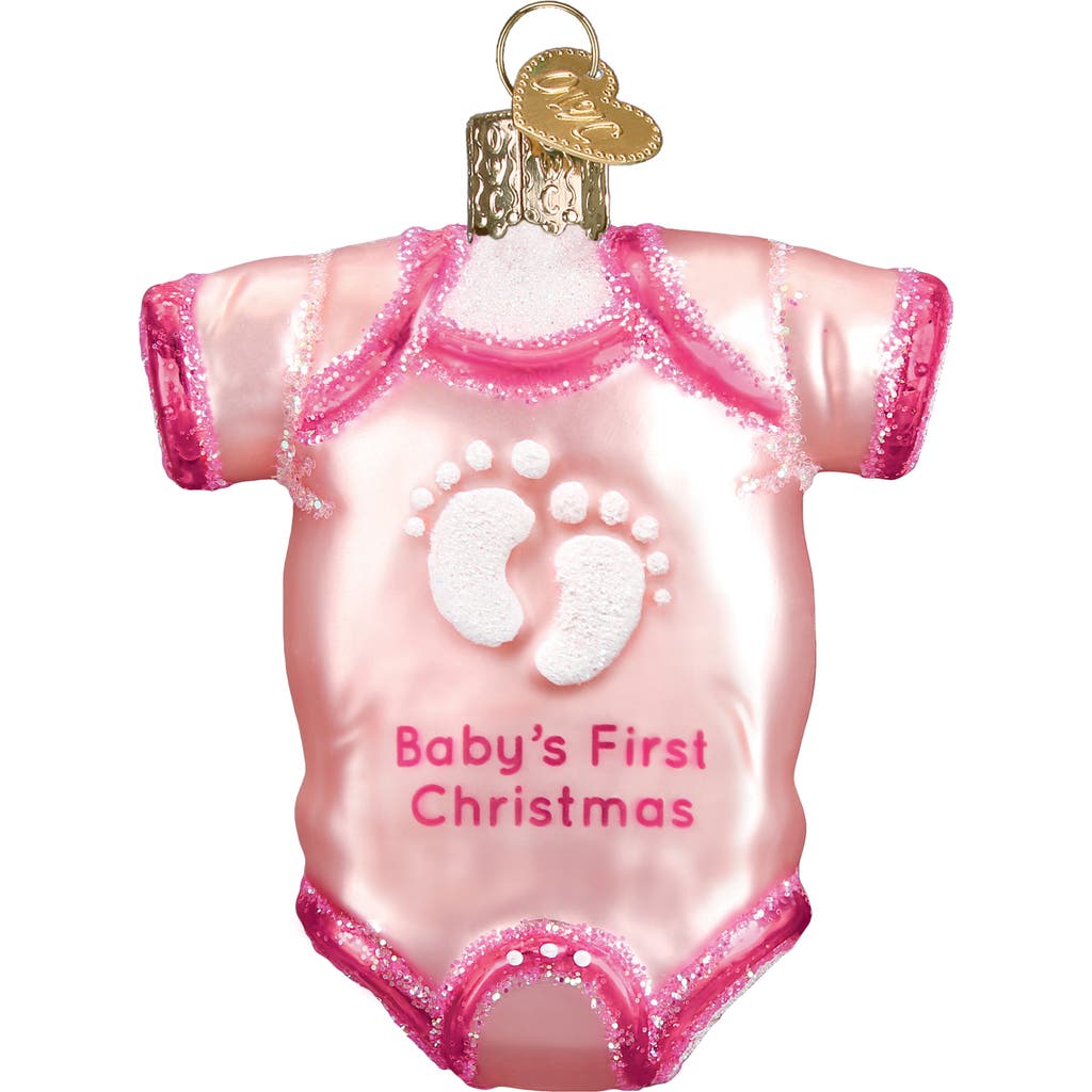 Old World Christmas Baby's First Christmas Bodysuit Ornament in Pink