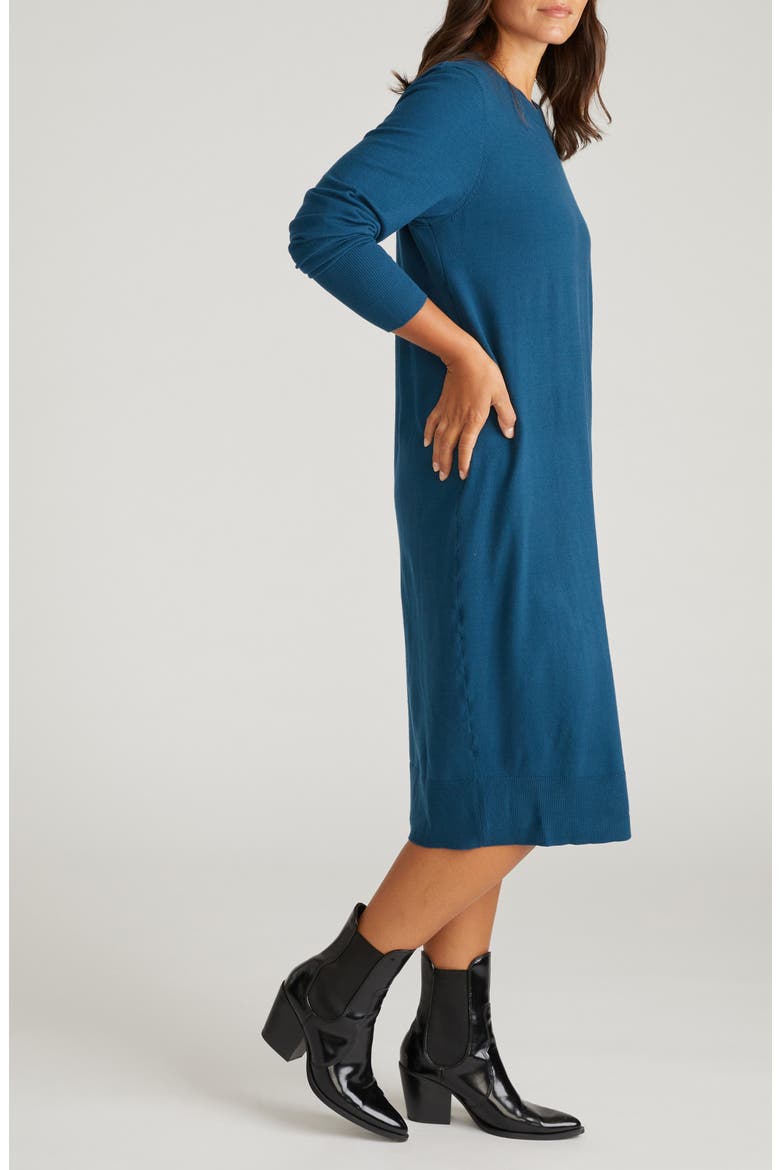 Everyday Long Sleeve Midi Sweater Dress, Alternate, color, DEEP TEAL