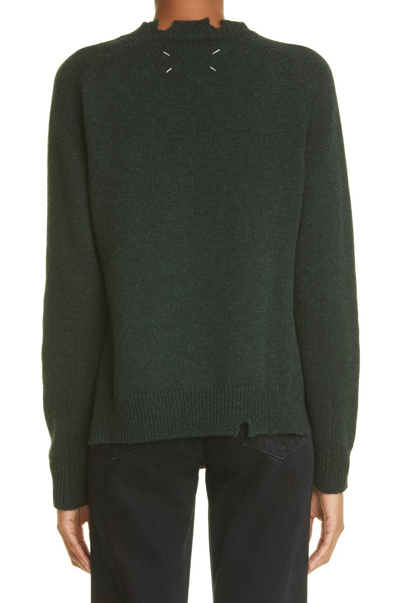 Maison Margiela Distressed Side Slit Stretch Wool Sweater, Alternate, color, 
