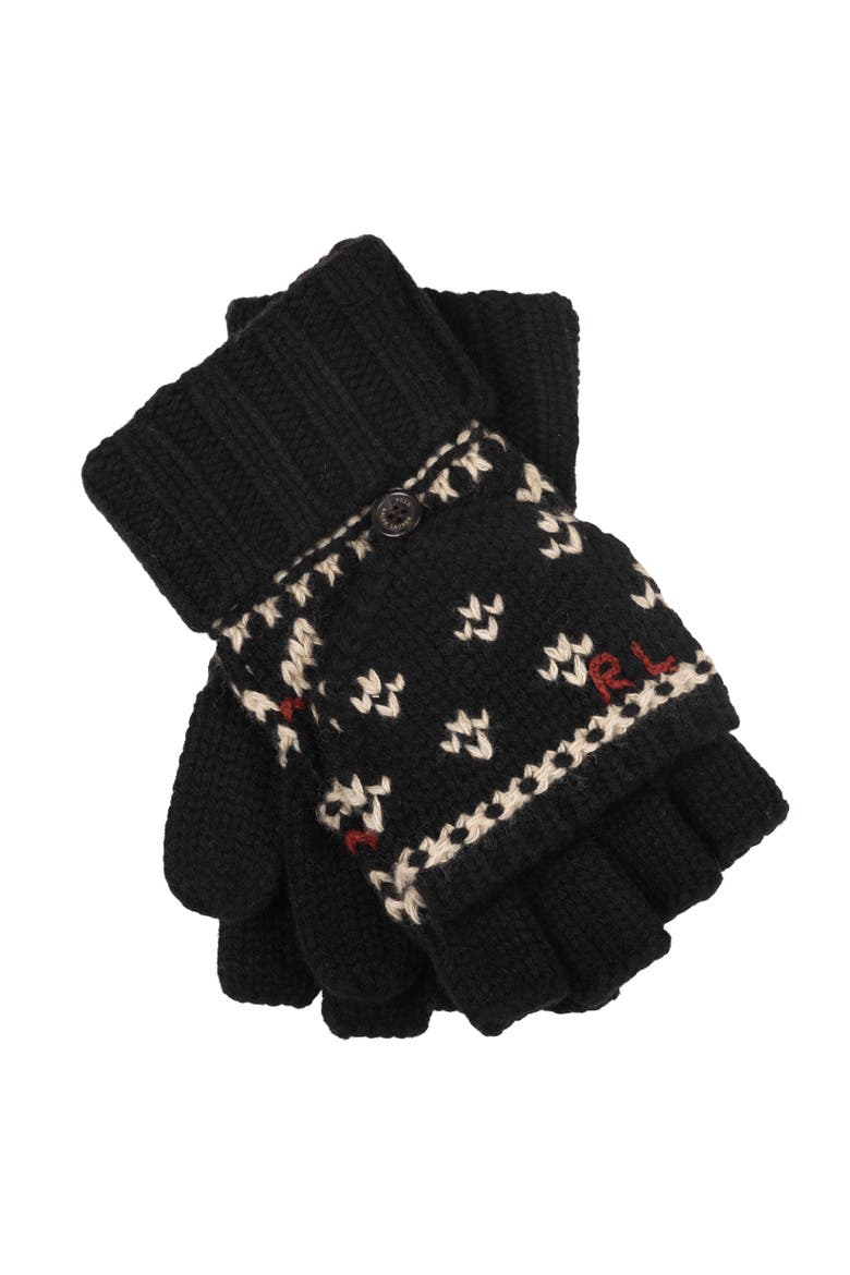 Convertible Holiday Pattern Glove, Main, color, Black/Red/Cream