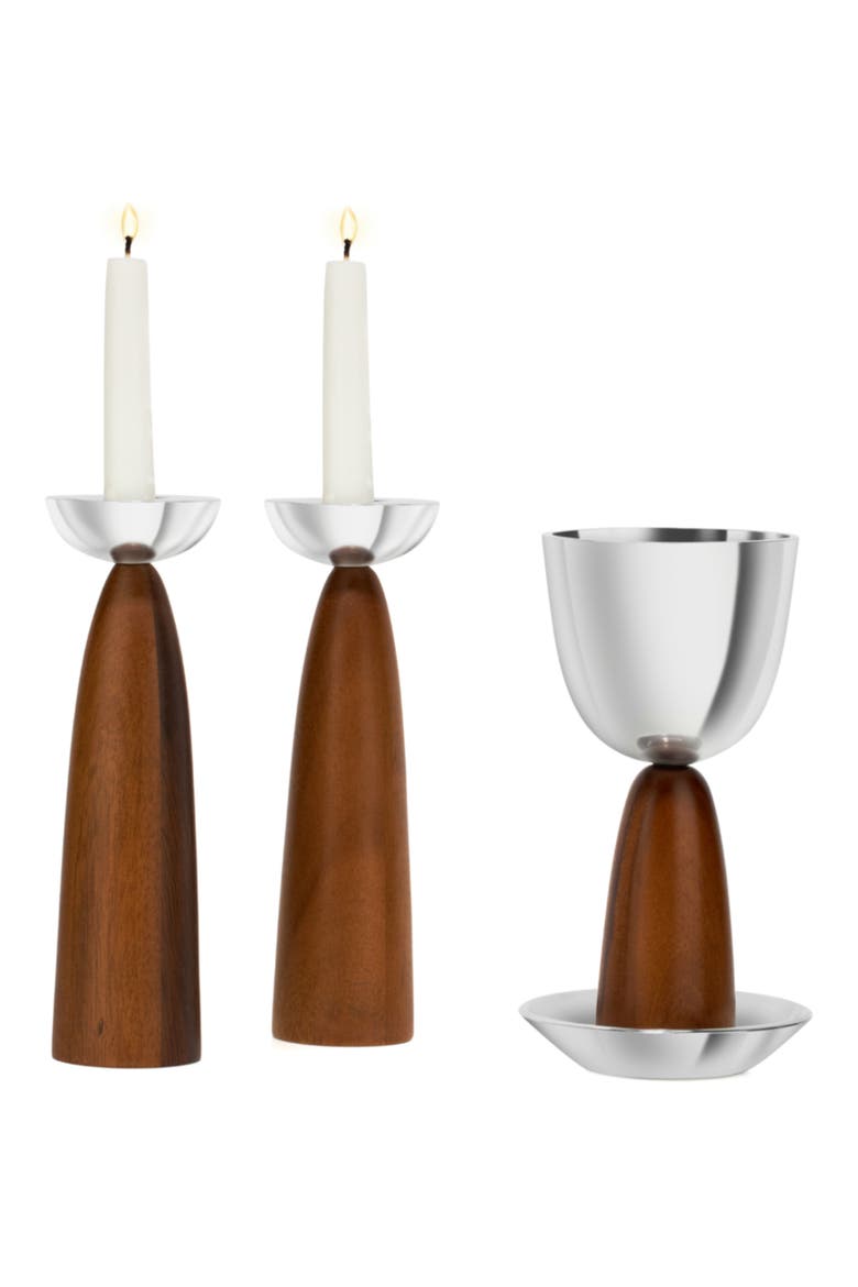 Unity Sabbath Set of 2 Candleholders, Alternate, color, BROWN/ SILVER