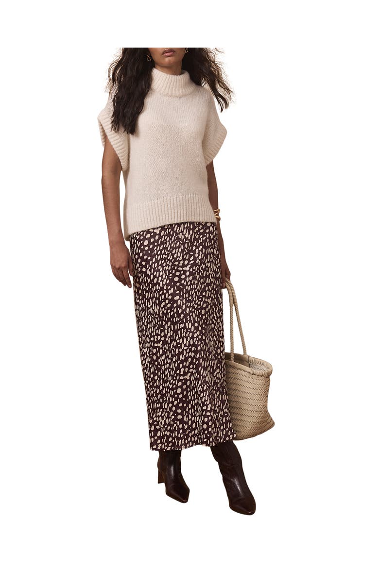Animal Print Satin Midi Slip Skirt, Main, color, Burgundy