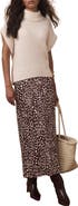 MINT VELVET Animal Print Satin Midi Slip Skirt