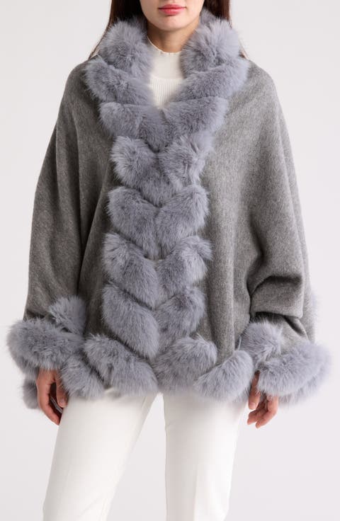 Faux Fur Trimmed Wrap
