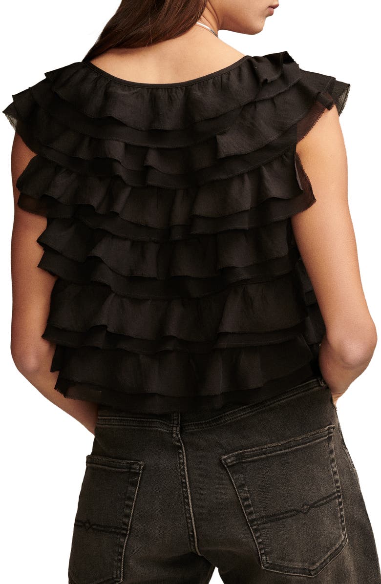 Lucky Brand Festival Ruffle Tie Front Crop Top, Alternate, color, 