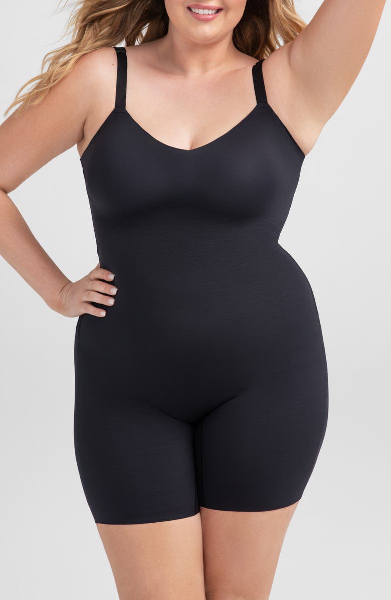Honeylove SuperPower Mid Thigh Bodysuit, Alternate, color, Vamp