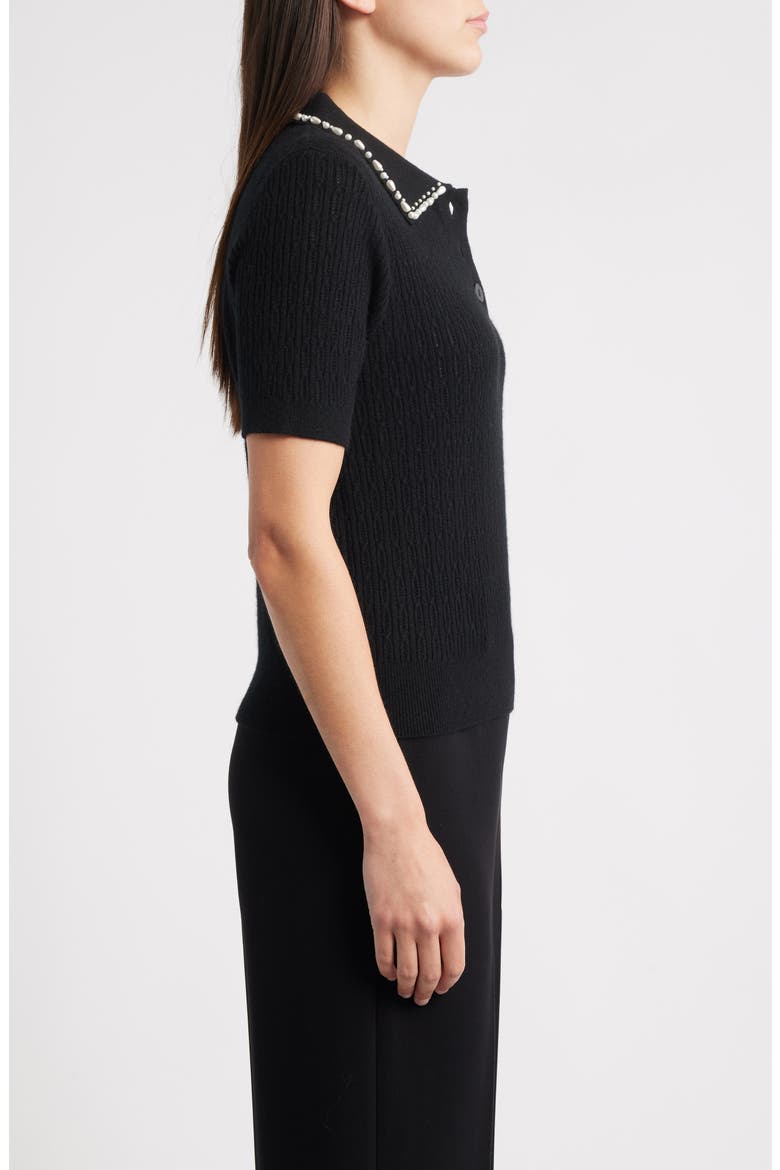 The Stevie Cashmere Polo Sweater, Alternate, color, NOIR