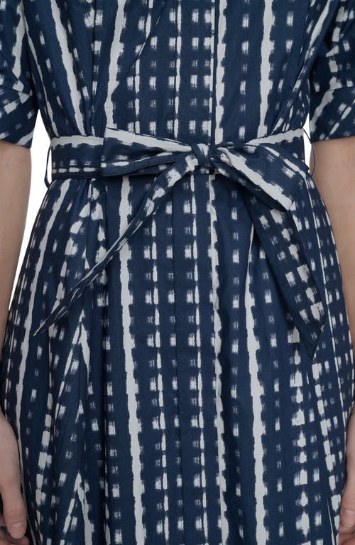 Calvin Klein Short Sleeve Cotton Shirtdress In Indigo Mul