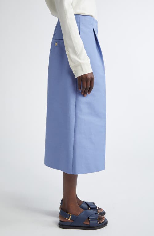 Marni Pleated High Waist Wide Leg Virgin Wool Crop Trousers In Periwinkle