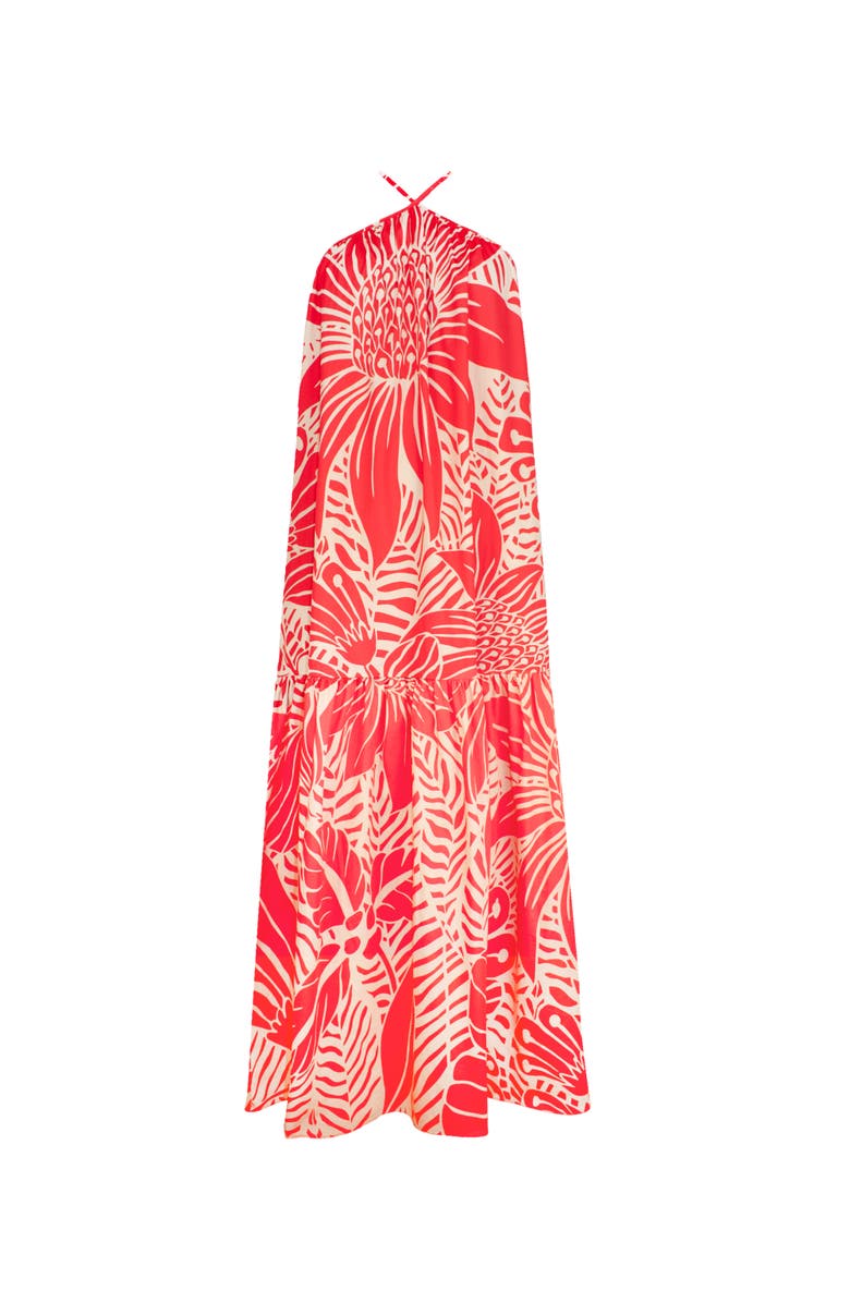 Ro&Zo Floral Halter Neck Dress, Alternate, color, Red