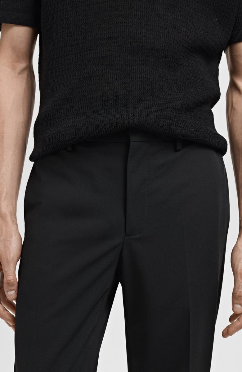 MANGO Slim Fit Flat Front Pants, Alternate, color, Black