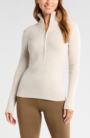 Zella Après Ski Half Zip Rib Sweater