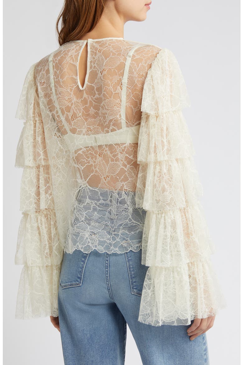 Ruffle Sleeve Lace Top, Alternate, color, CREAM